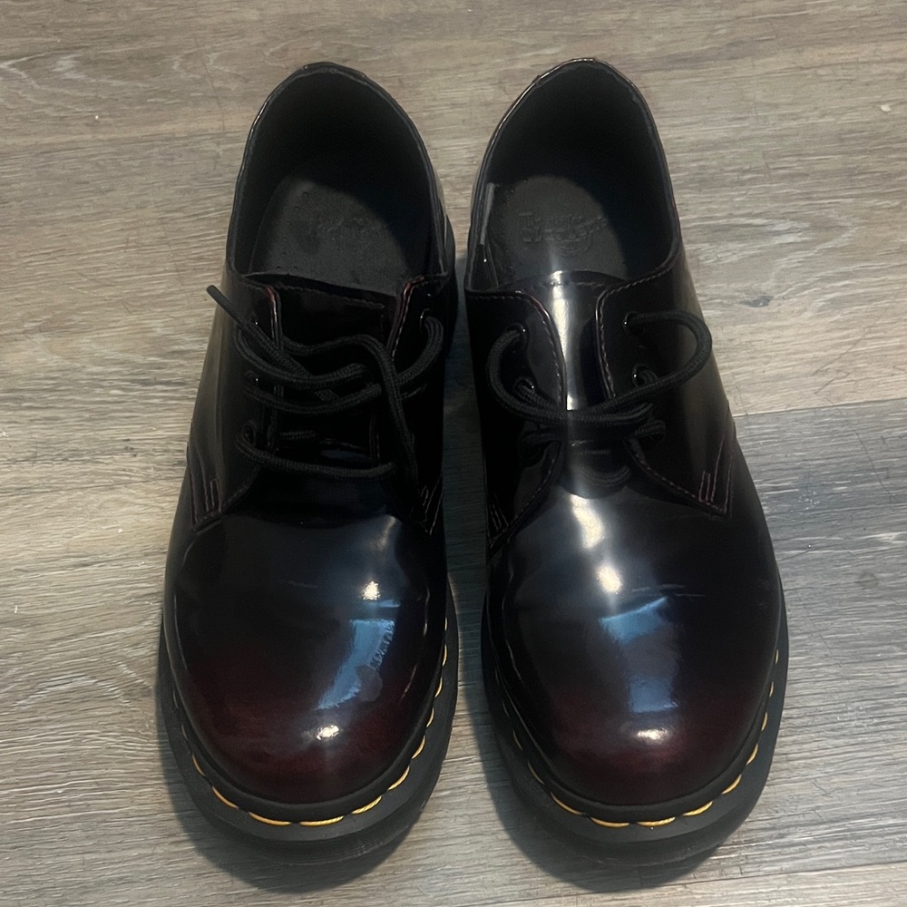 Dr. Martens Burgundy Platform Shoes